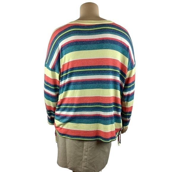 Lane Bryant Drop-Shoulder Tee with Ruched Side Size 22/24 Ava Stripes - Picture 5 of 7